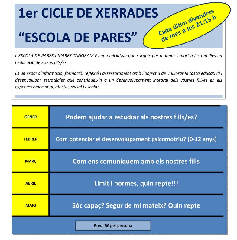 Escola de pares - Centre psicopedagògic TANGRAM - La Bisbal d'Empordà